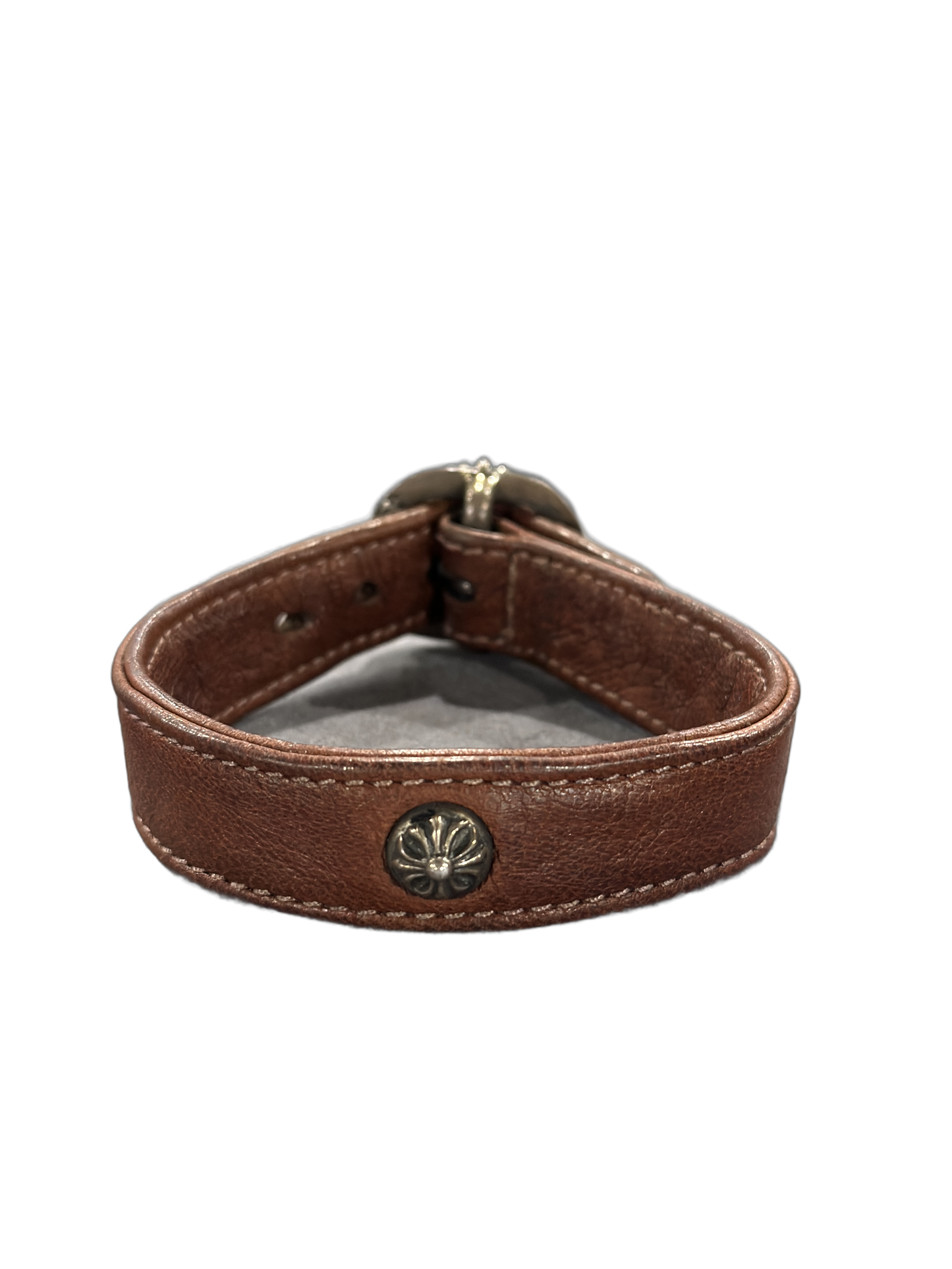 chrome hearts brown leather bracelet