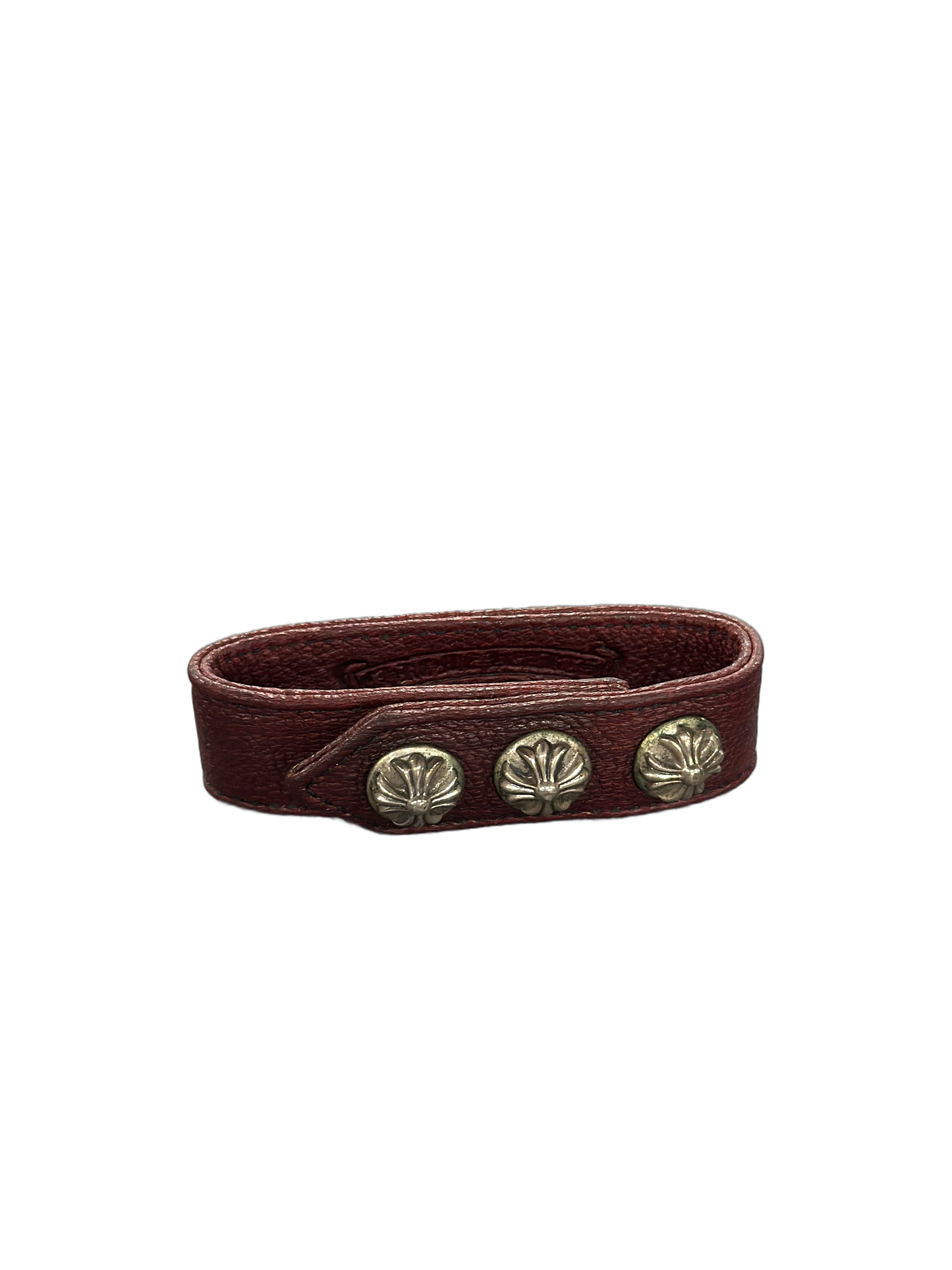 chrome hearts maroon leather bracelet