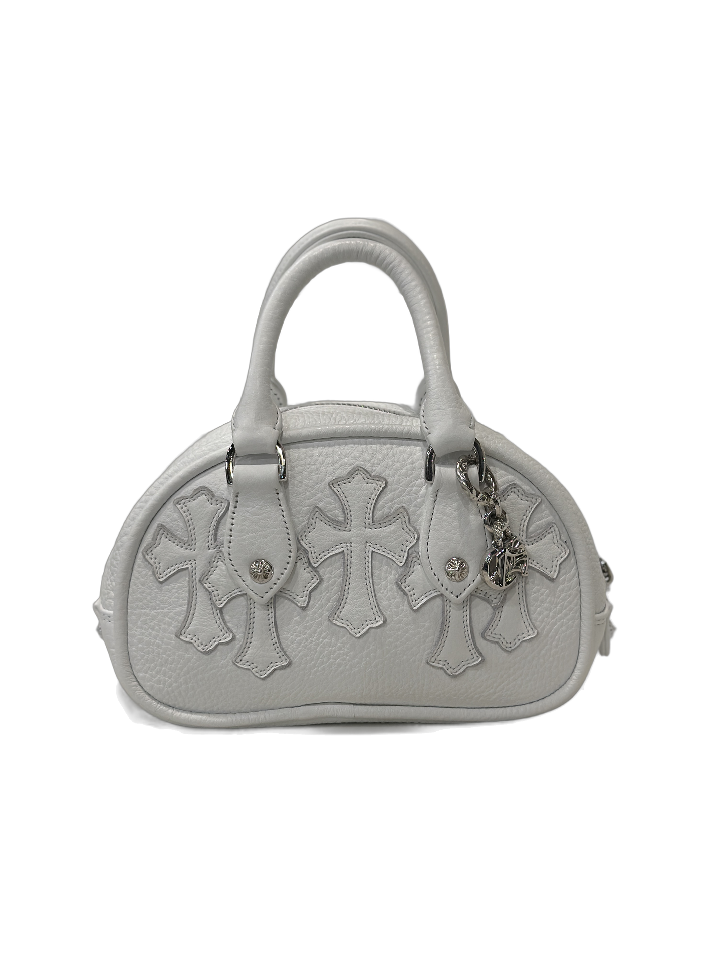 ($13,000) Chrome Hearts Small Cross Pouch Bowling Bag White