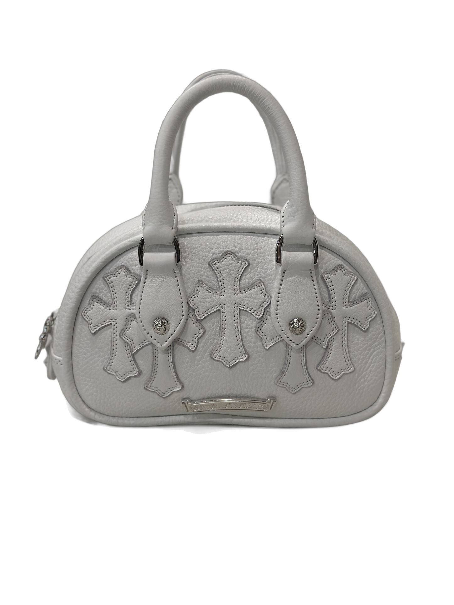 ($13,000) Chrome Hearts Small Cross Pouch Bowling Bag White