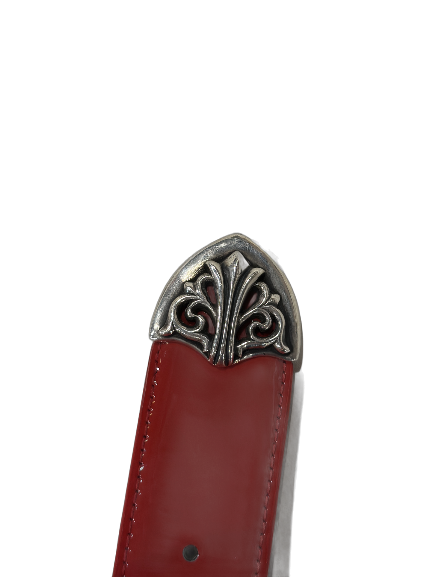 ($11,000) chrome hearts 3 piece western red leather belt sz 34