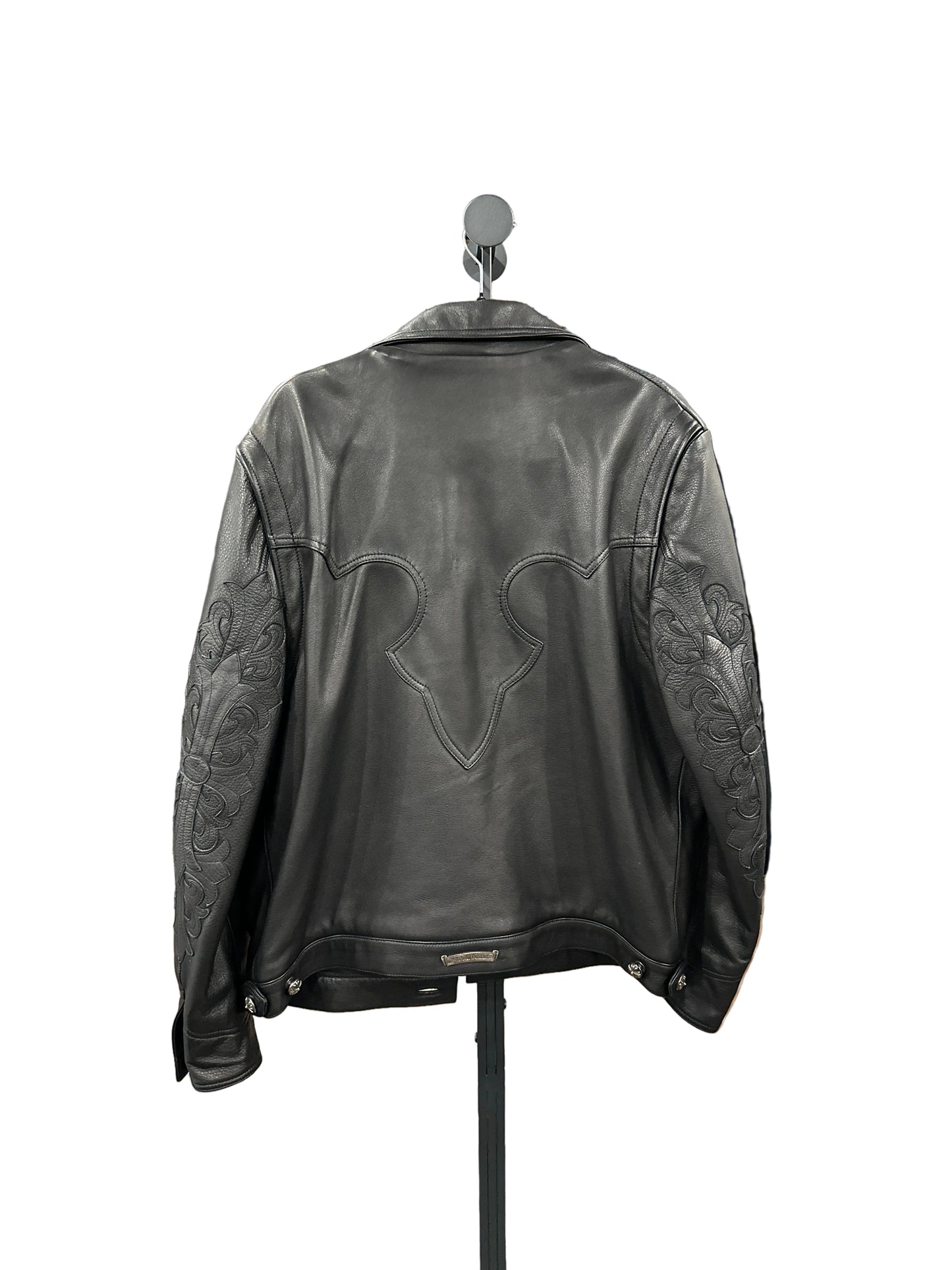($17,000) Chrome Hearts Western leather trucker jacket sz L
