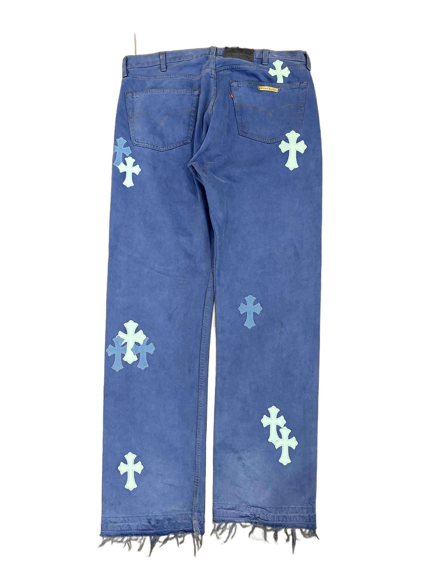 ($18,000) Chrome Hearts Blue Cross Patch London Levi Jeans