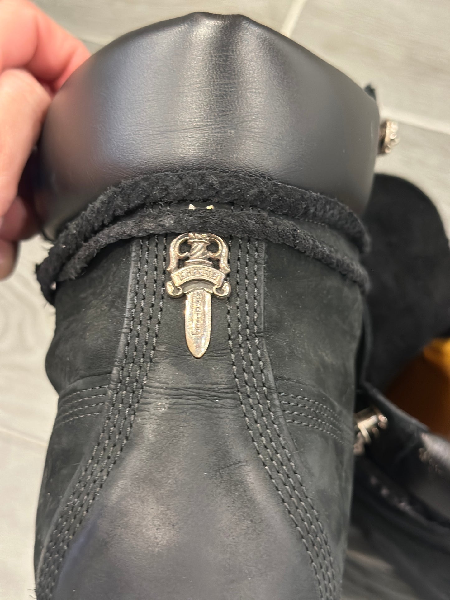 chrome hearts black timberland boots sz 10