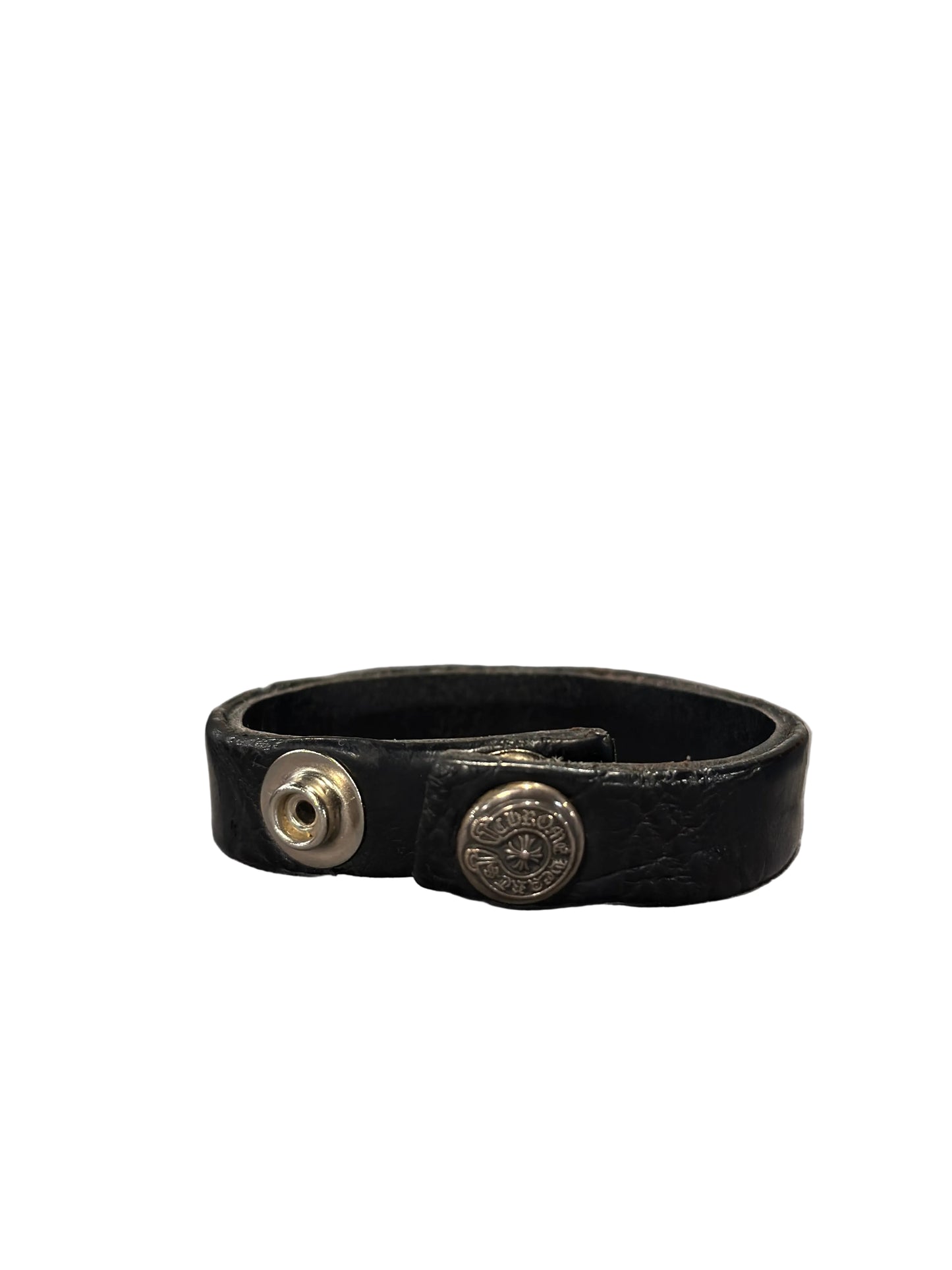 chrome hearts spike black leather bracelet