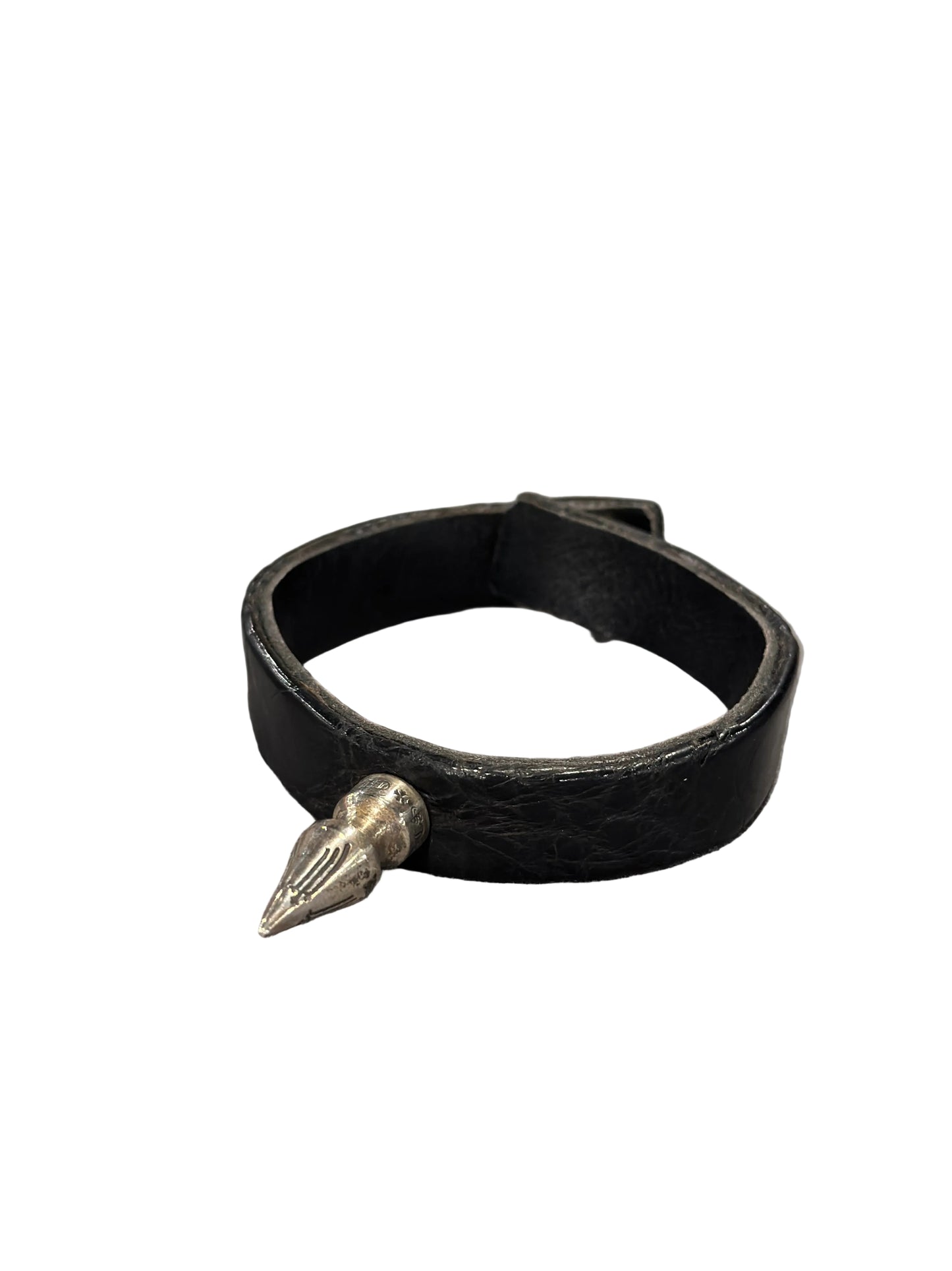 chrome hearts spike black leather bracelet