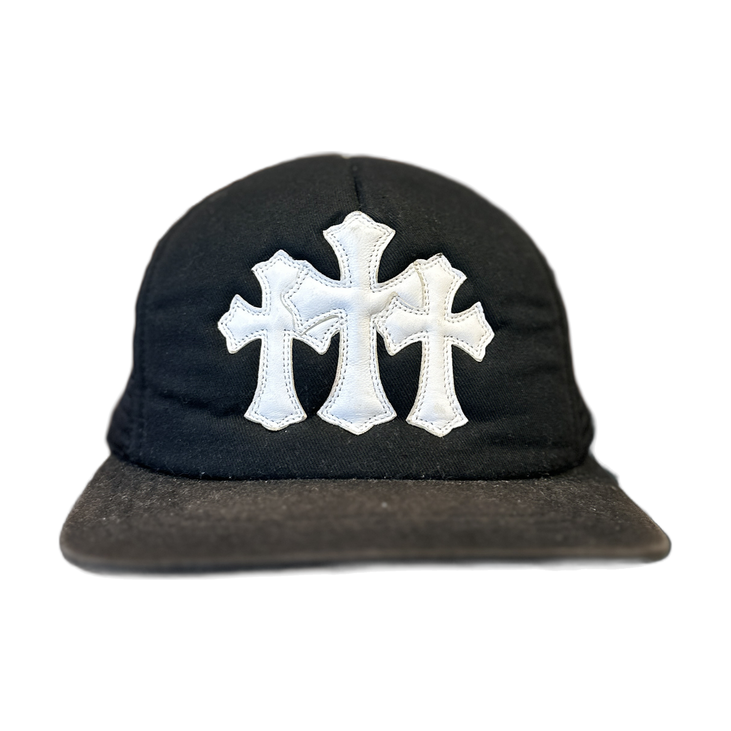 chrome hearts black with white triple cross hat