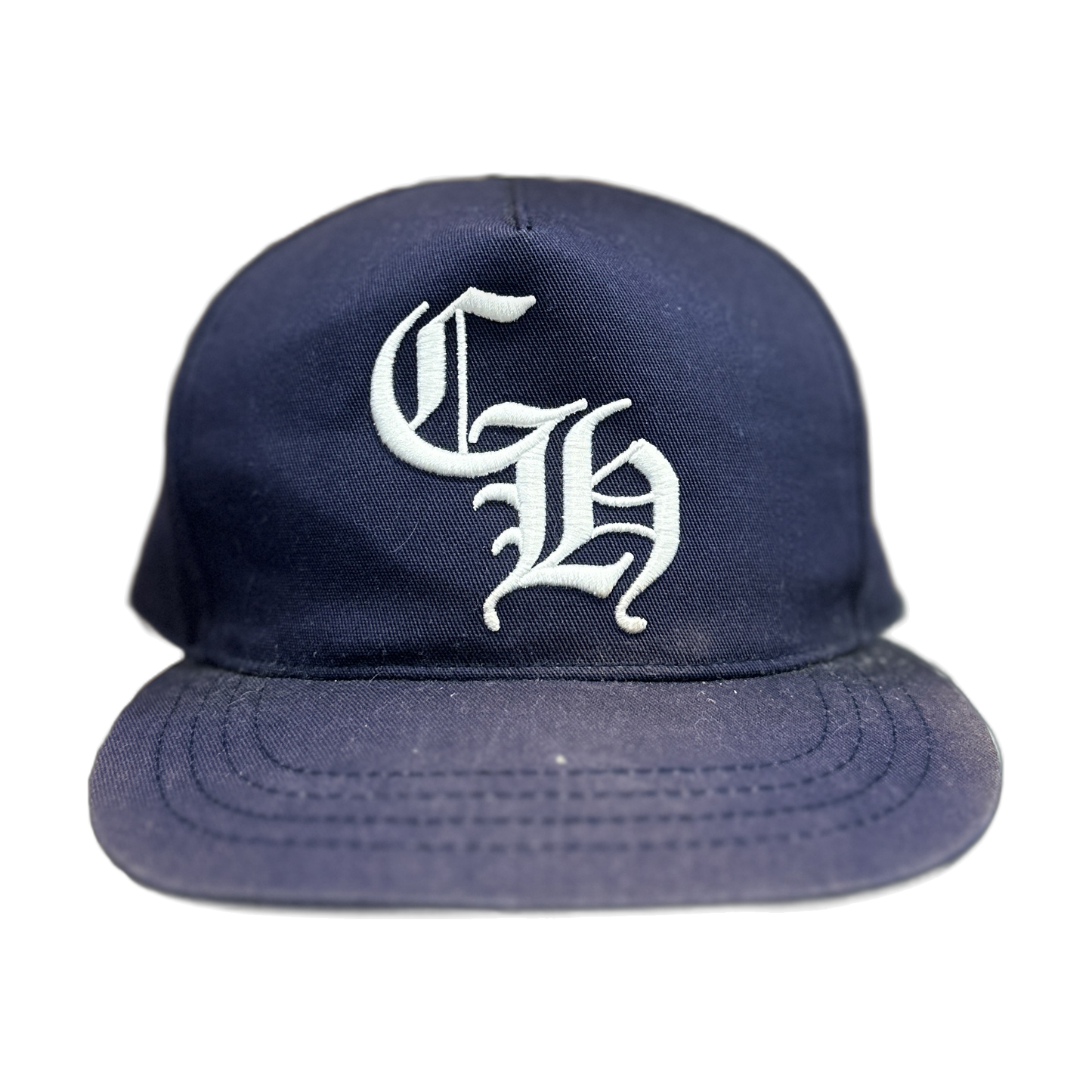 chrome hearts CH logo navy blue white baseball hat
