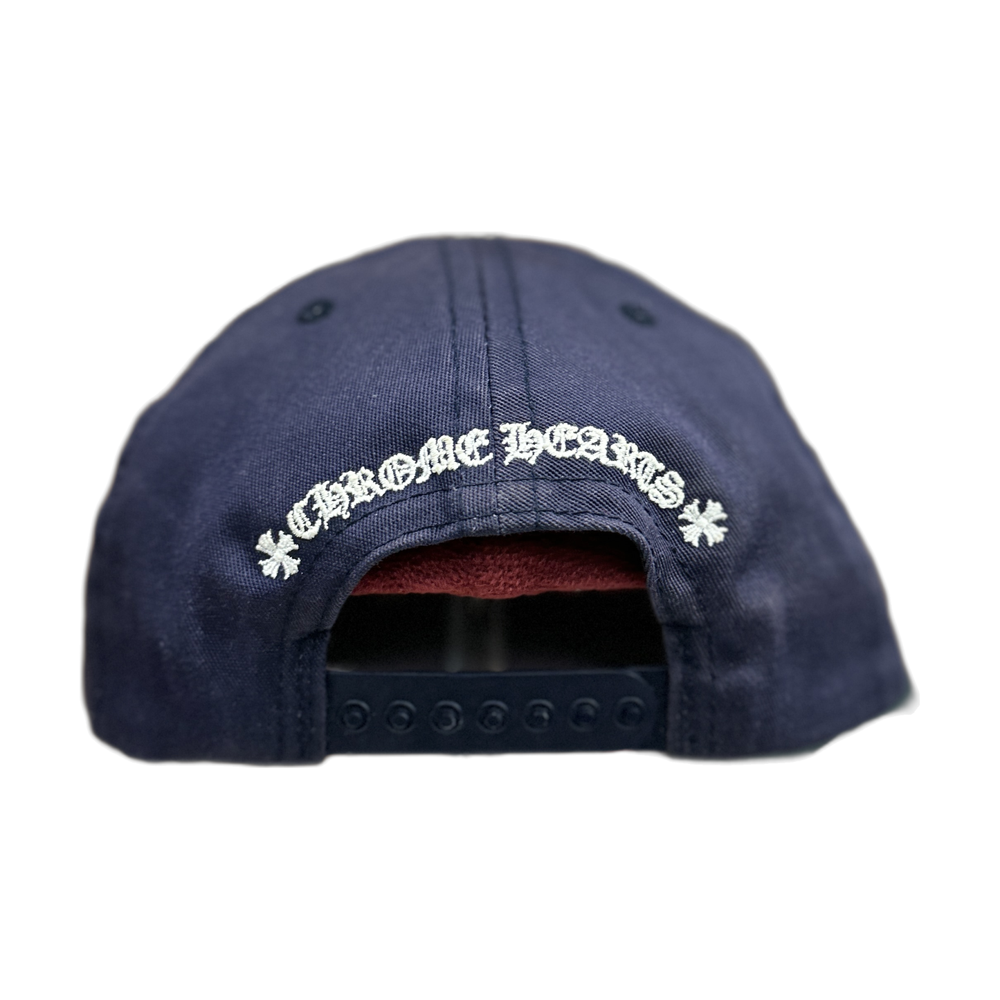 chrome hearts CH logo navy blue white baseball hat