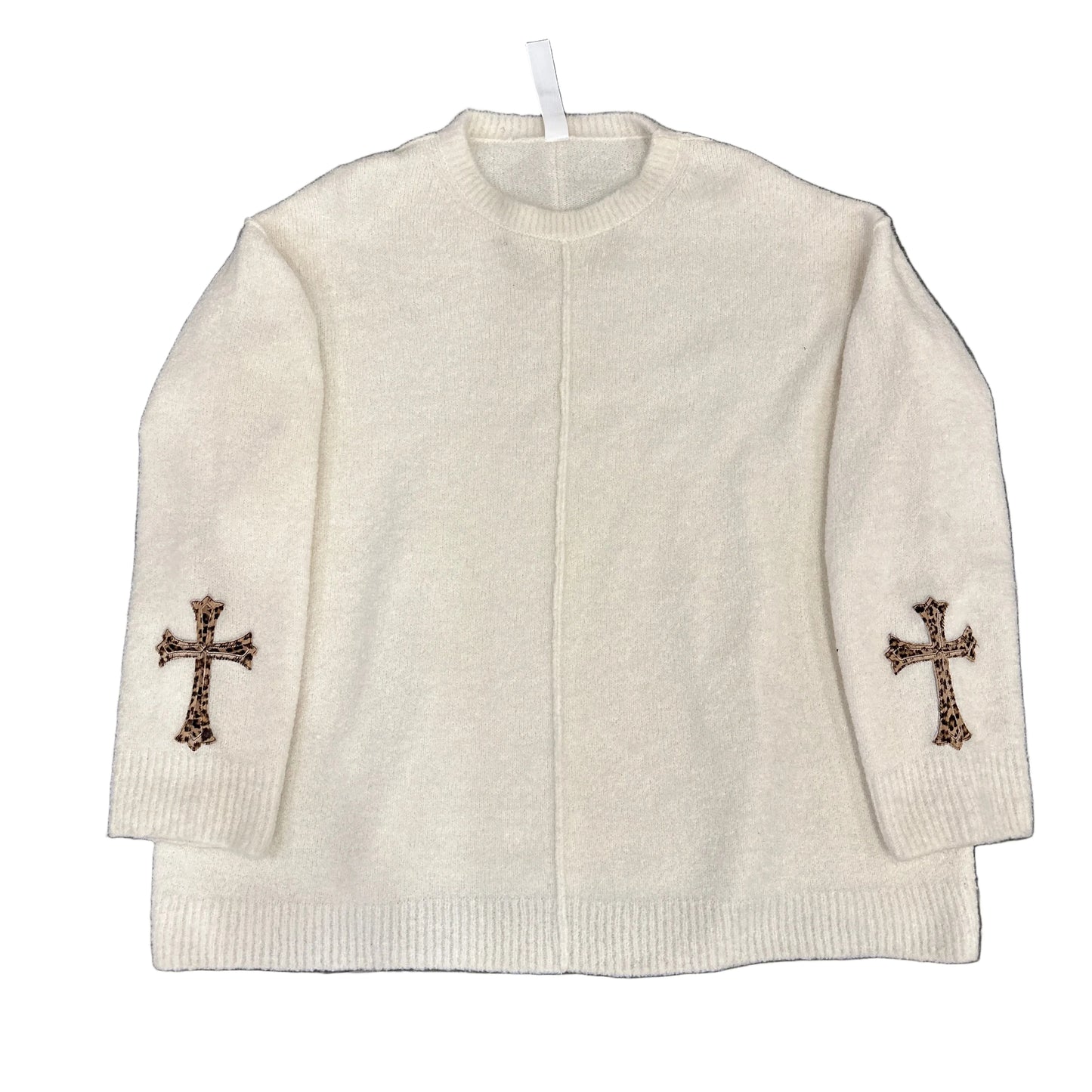 Chrome Hearts white cashmere sweater w/ Leopard patches sz L