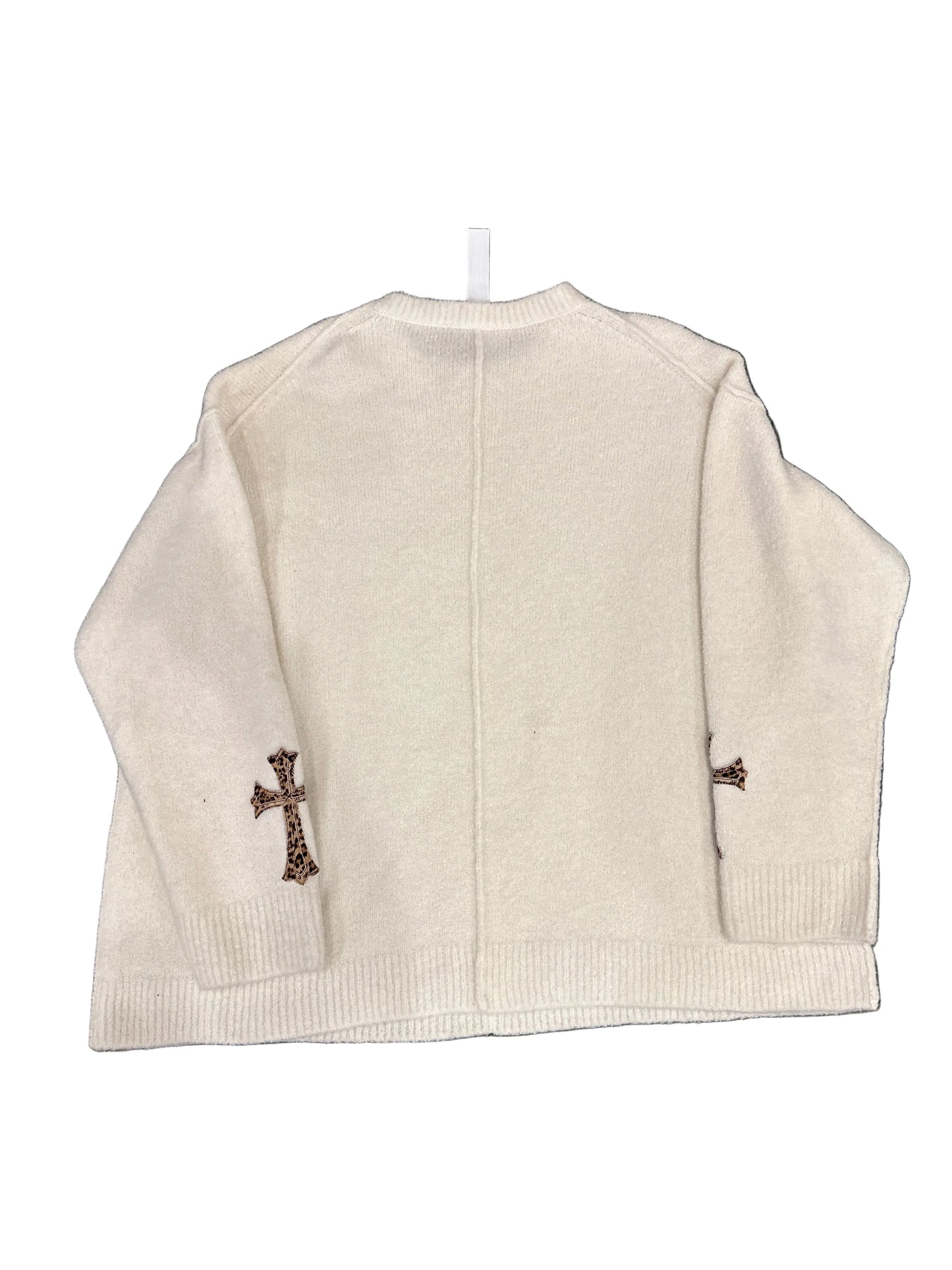 Chrome Hearts white cashmere sweater w/ Leopard patches sz L