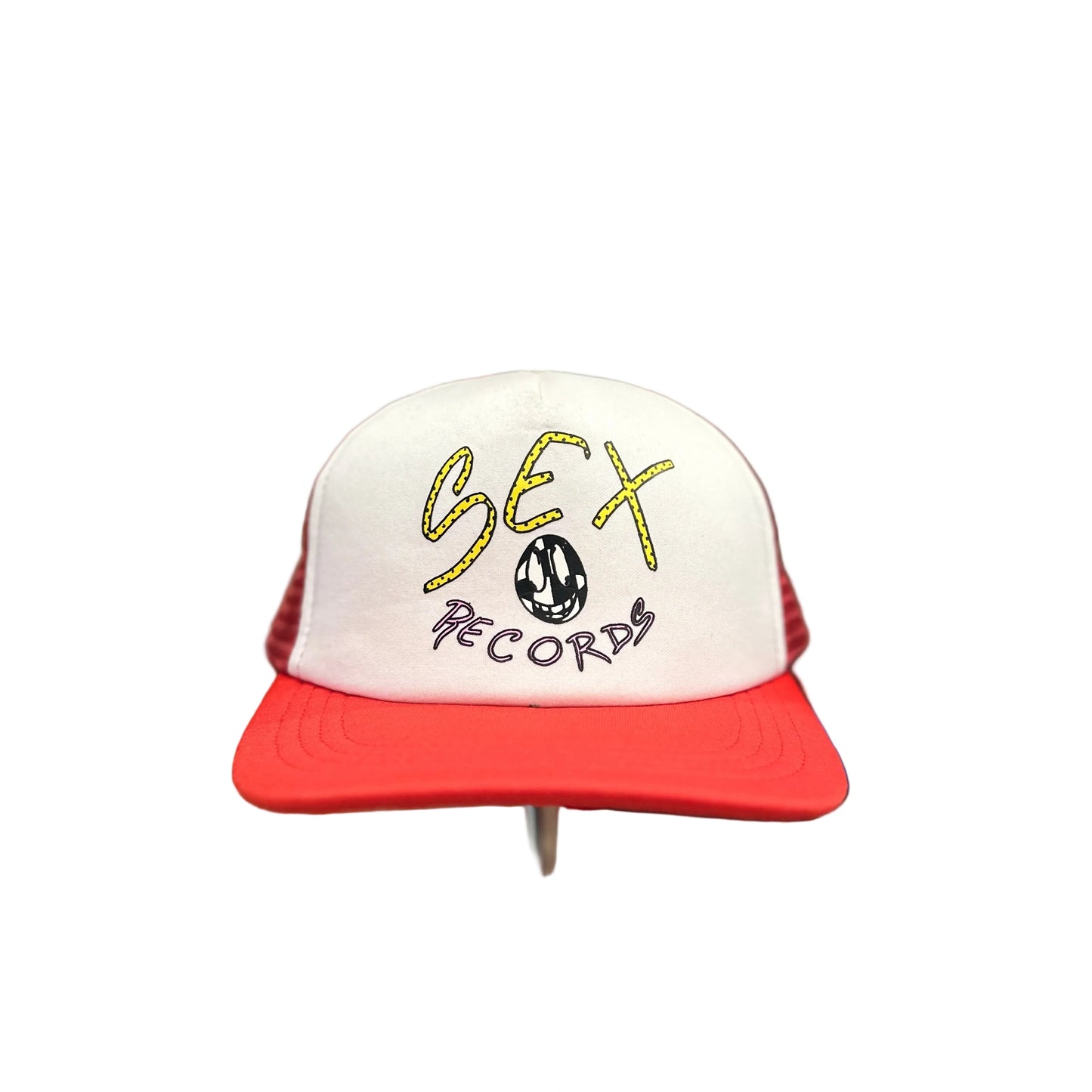 chrome hearts red white sex records trucker snapback hat