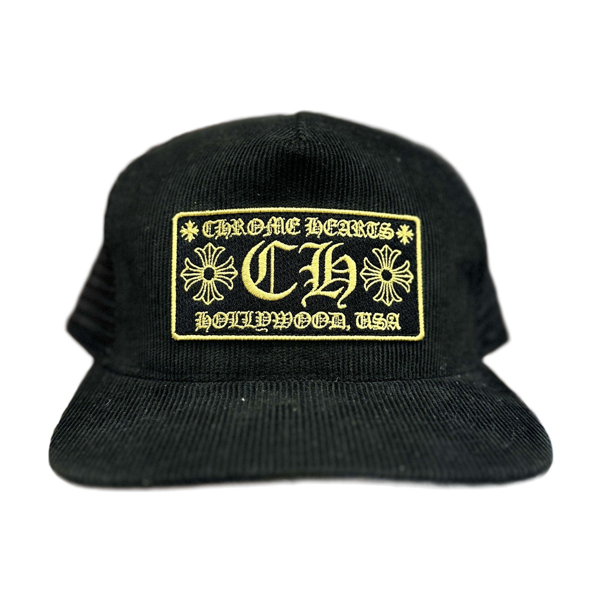 Chrome Hearts Hollywood Patch Suede Trucker Hat Black - Front