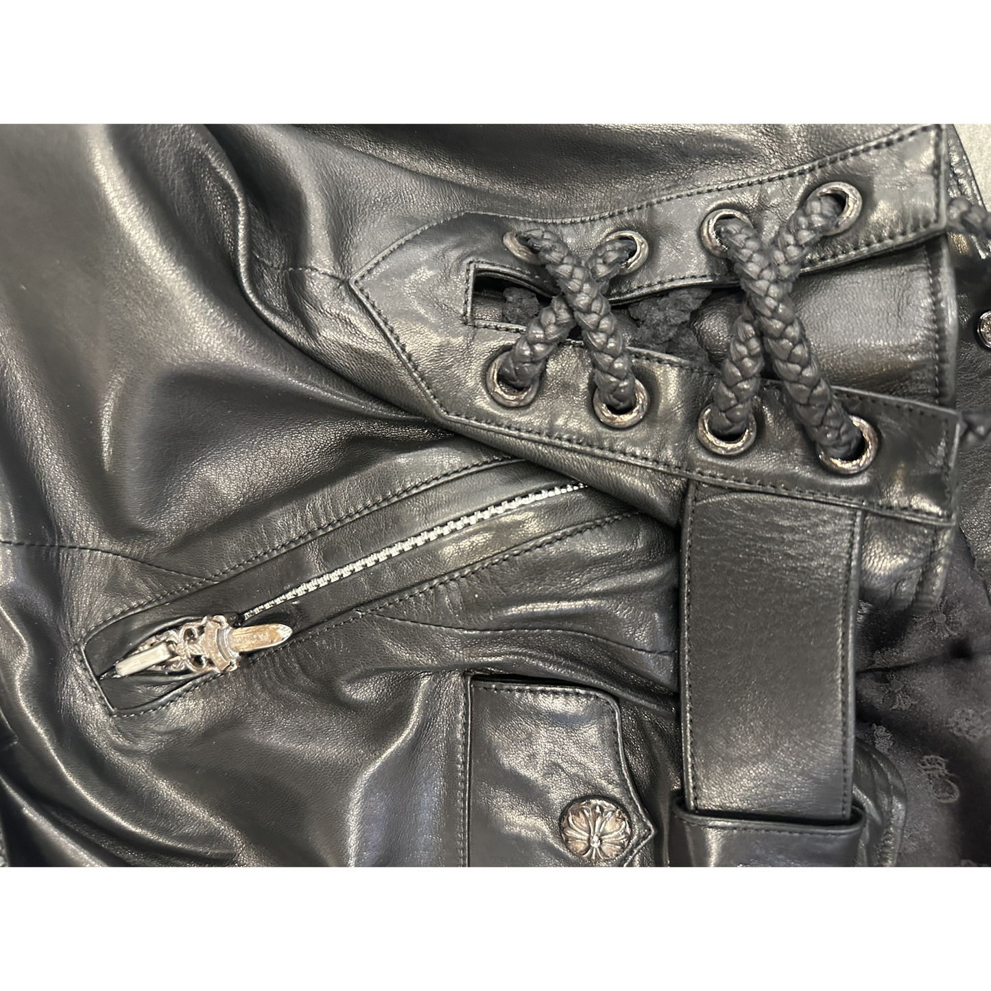 ($16,000) Chrome Hearts Fight Club Leather Jacket White - Detail