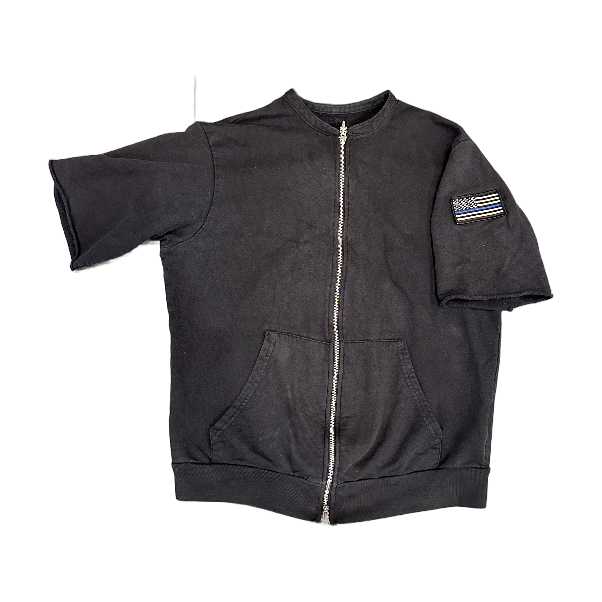 Chrome Hearts flag sleeve Zip Up shirt Black - Front