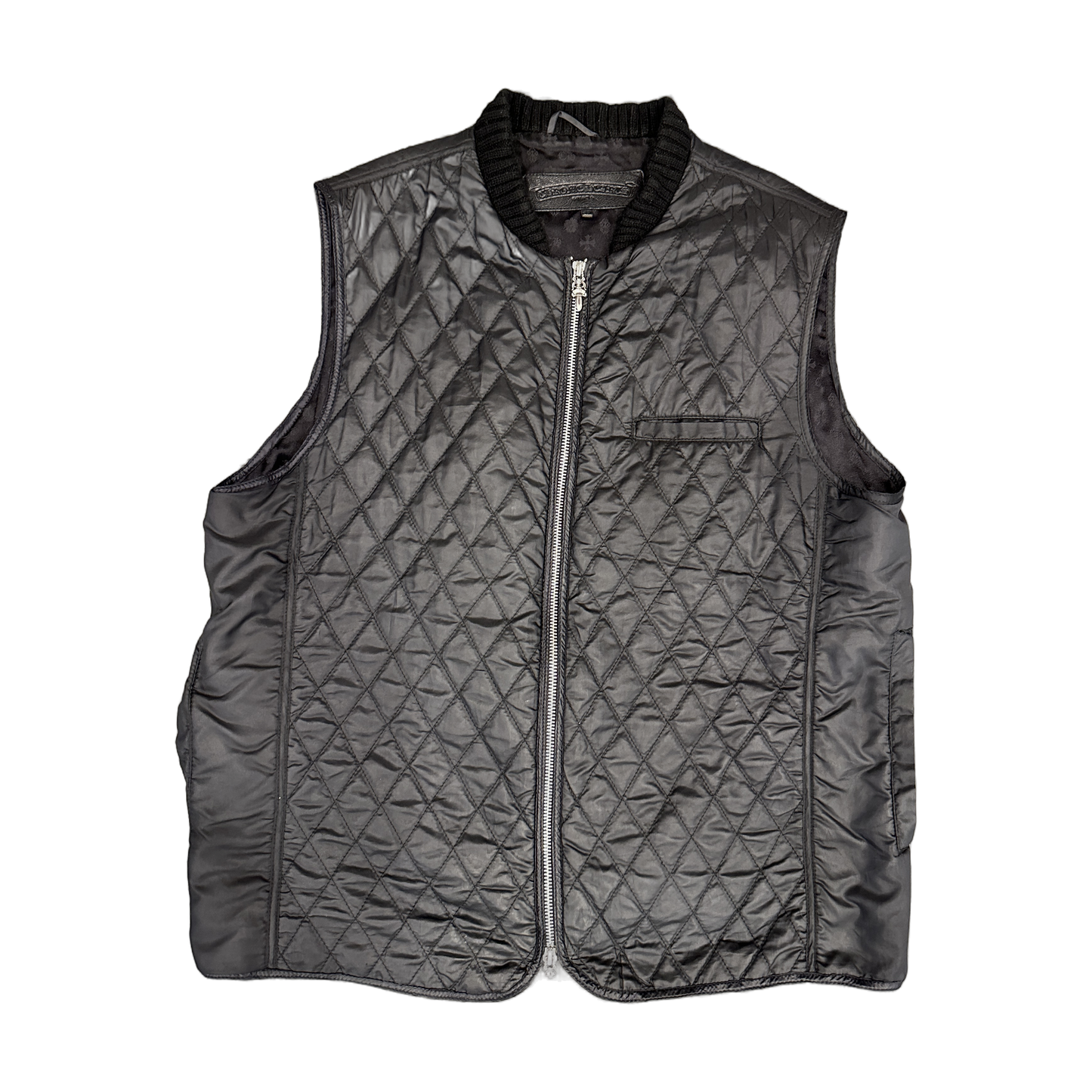 ($13,000) Chrome Hearts Quilted Vest Black - Front