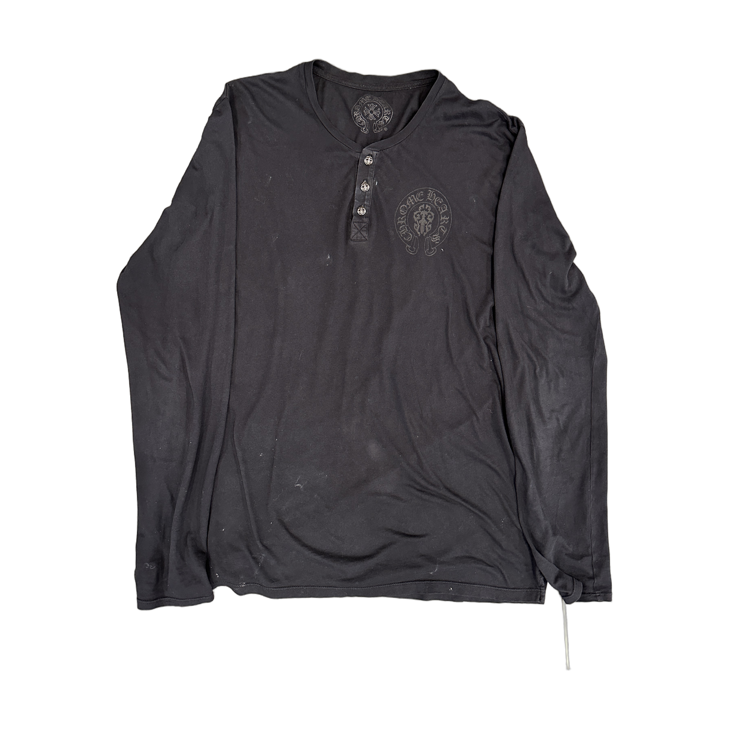 chrome hearts vintage vine dagger button long sleeve shirt black - Front