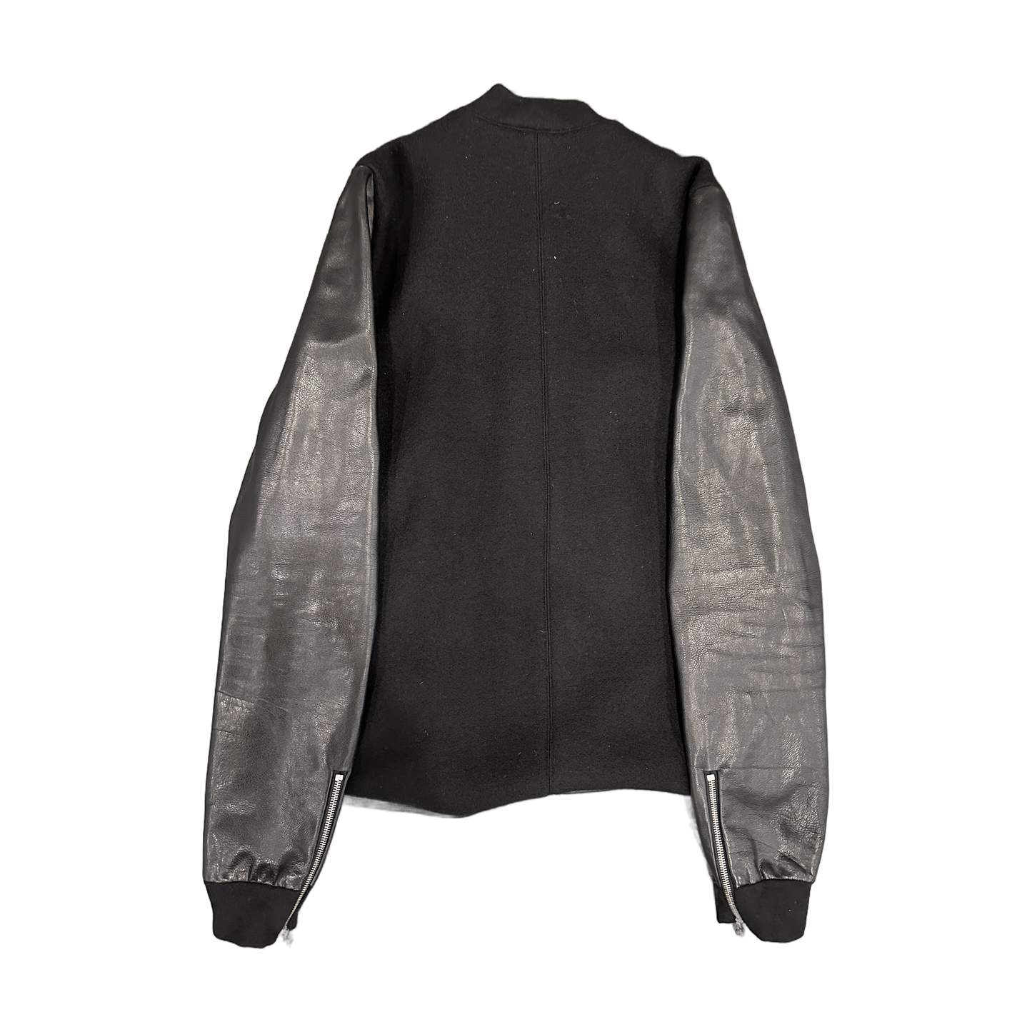 Chrome Hearts Vintage Leather Sleeve Bomber Jacket Black - Back