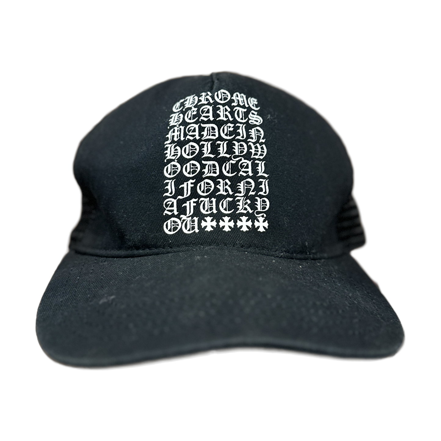 Chrome Hearts Script Trucker Hat Black - Front