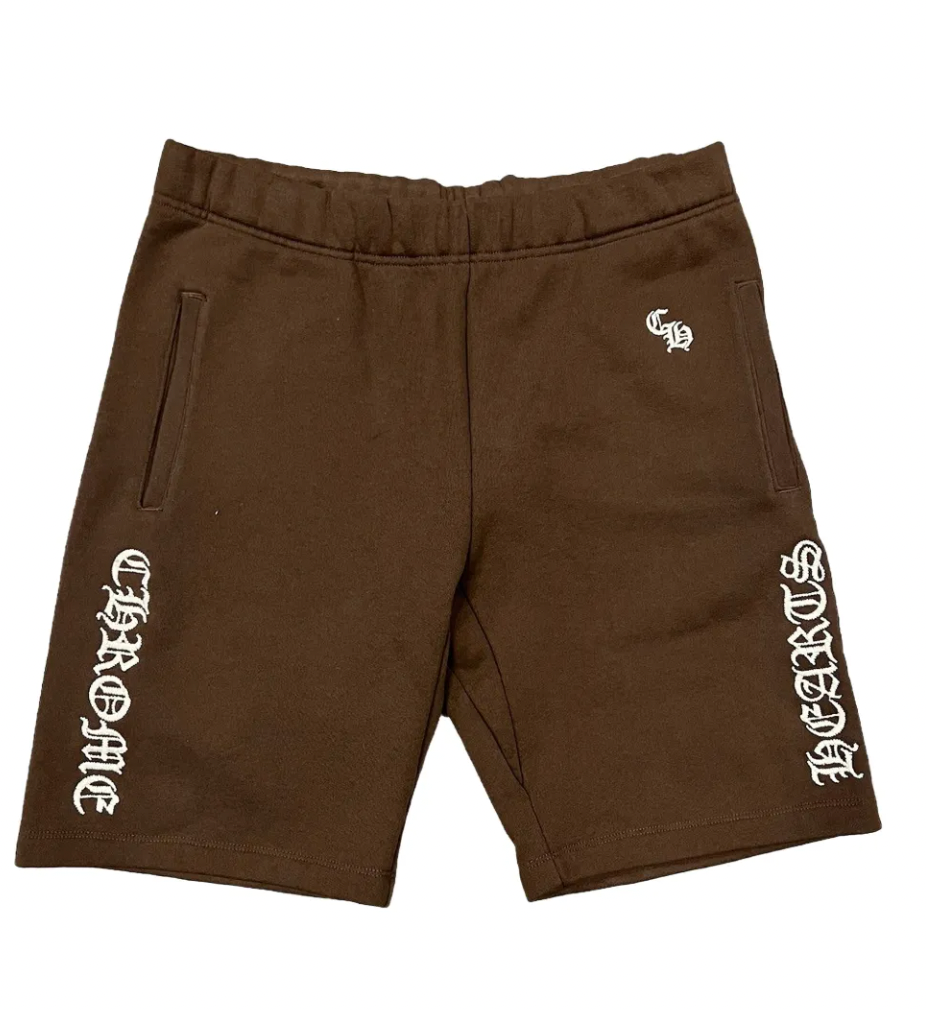 Chrome Hearts Brown Embroidered CH Logo Sweat Shorts