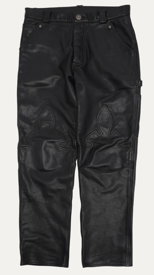 Chrome Hearts Fleur Knee Leather Pants
